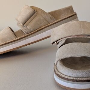 Beige Suede Slide Sandals - Cole Haan
